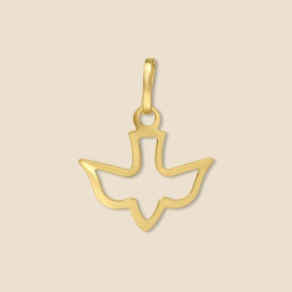 14K Solid Gold Holy Spirit Dove Charm Pendant 0.7g - Picture 1 of 4